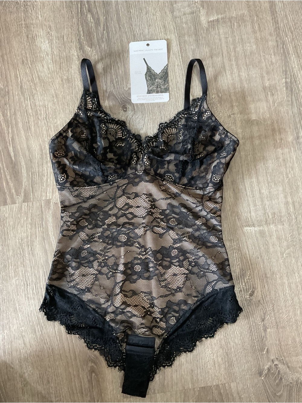 Black Lace Bodysuit Intimate Teddy - Unbranded